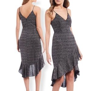 GB🖤Social Metallic Glitter Knit Asymmetric Flounce-Hem Dress, Size 3, NWT